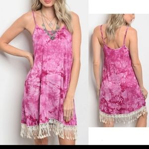 Fuchsia Tie Dye Dress, Large